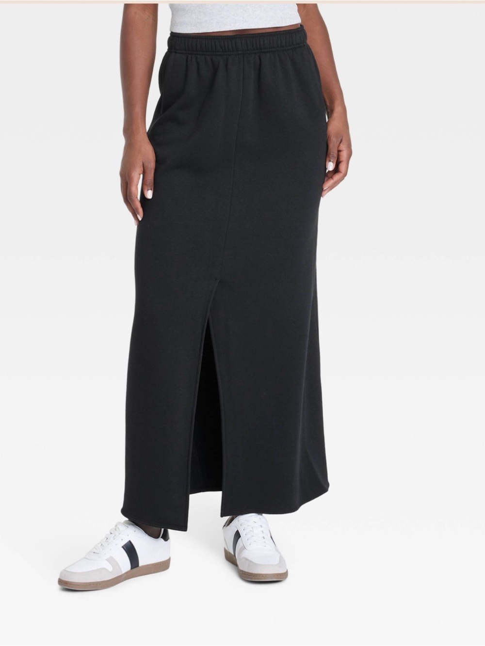 Universal Thread Black Fleece Maxi Skirt with Front Slit